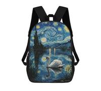 sinyumoney Swan in Starry Night Style Painting Sac À Dos, Cartable Imprimé En 3D, Sac À Goûter, Sac À Dos De Voyage, Sac À Dos Entre Amis, Sac À Dos Scolaire Pour Filles Et Garçons 17inch