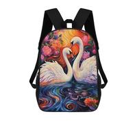 sinyumoney Swans in A Floral Paradise Sac À Dos Scolaire Imprimé En 3D Pour Enfants, Sac À Dos De Voyage, Sac Tendance Et Décontracté Pour Écoliers 17inch