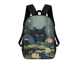 sinyumoney Swimming River Black Cat 17inch Sac À Dos Scolaire Imprimé En 3D Pour Enfants, Style Décontracté Et Tendance, Idéal Pour Les Voyages Et Les Études.