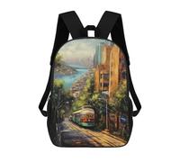 sinyumoney Sydney Australia Oil Paint Sac À Dos Scolaire Pour Filles Et Garçons, Sac À Dos Avec Poche, Sac À Dos Tendance Pour Enfants 17inch