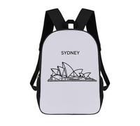 sinyumoney Sydney Opera House Line Art Sac À Dos Enfant, Cartable, Sacs À Dos Scolaires Imprimés En 3D Pour Élèves Du Primaire Et Du Collège, Cadeau D'anniversaire Pour Adolescents 17inch
