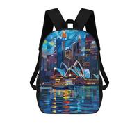 sinyumoney Sydney Skyline Night Sac À Dos Scolaire Enfant Tendance Et Décontracté, Sac À Dos Imprimé En 3D Pour Garçon, Grand Sac À Dos 17inch