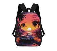 sinyumoney Synthwave Retro Car Sunset Sac À Dos Scolaire Pour Filles Et Garçons, Grand Sac À Dos Léger Pour Enfants Et Étudiants 17inch