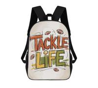 sinyumoney Tackle Life Football Graphic Sac À Dos Scolaire Imperméable Pour Ordinateur Portable, Pour Garçons/filles/adolescents 17inch