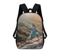 sinyumoney Tai Chi Master Kitty Sac À Dos Scolaire Pour Enfants Imprimé En 3D, Idéal Pour Les Voyages Et Les Lectures, Pour Les Garçons Et Les Élèves Du Primaire 17inch