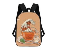 sinyumoney Tea The Great Wave Sac À Dos Scolaire Imprimé En 3D, Sac À Dos Décontracté Pour Enfants, Sac D'école Imprimé En 3D Pour Garçons, Primaire Et Collège 17inch