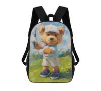 sinyumoney Teddy Bear Fishing Painting Sacs À Dos Tendance Imprimés En 3D 17inch Sac D'école Décontracté Pour Enfants, Garçons, Élèves Du Primaire Et Du Collège