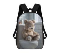 sinyumoney Teddy Bear Reading on Toilet Sacs À Dos Pour Enfants 17inch Sac À Dos Scolaire, Sac D'école Imprimé En 3D Pour Garçons, Élèves Du Primaire Et Du Collège