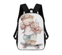 sinyumoney Teddy Bear Skateboard Art Print Sacs À Dos Pour Enfants, Sac À Dos Scolaire Imprimé En 3D Pour Enfants, Sac À Dos De Voyage, Sac À Livres Pour Enfants 17inch Sac D'école