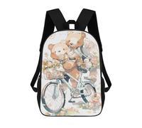 sinyumoney Teddy Bears Cycling with Flowers Sacs À Dos Pour Enfants, Sac À Dos Scolaire Imprimé En 3D Pour Enfants, Sac À Dos De Voyage, Sac À Livres Pour Enfants 17inch Sac D'école