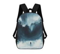sinyumoney Thalassophobia Man Facing Giant Wave Painting Sacs À Dos Scolaires Pour Enfants, Sac D'école Imprimé En 3D Pour Garçons, Élèves Du Primaire Et Du Collège 17inch