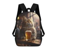 sinyumoney The Drinking Cat Sacs À Dos Tendance Imprimés En 3D 17inch Sac D'école Décontracté Pour Enfants, Garçons, Élèves Du Primaire Et Du Collège