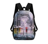 sinyumoney The First Snow in Paris Sac À Dos Scolaire Pour Enfants Imprimé En 3D, Idéal Pour Les Voyages Et Les Lectures, Pour Les Garçons Et Les Élèves Du Primaire 17inch