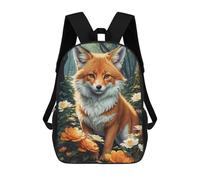 sinyumoney The Fox And The Flowers Sac À Dos Scolaire Pour Adolescents, Imprimé En 3D, Ajustable, À Poches Tendance, Pour Enfants, Garçons, Filles, Étudiants Et Adolescents 17inch
