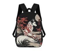 sinyumoney The Fox Japanese Sacs À Dos Scolaires Pour Enfants, Sac D'école Imprimé En 3D Pour Garçons, Élèves Du Primaire Et Du Collège 17inch