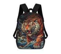 sinyumoney The Great Tiger Wave Sac À Dos Scolaire Pour Enfants, Sac À Dos De Voyage Décontracté, Grand Sac À Dos Pour Garçons Et Filles 17inch