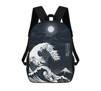 sinyumoney The Great Wave Night Japan Sacs À Dos Pour Enfants, Cartables Imprimés En 3D, Sacs À Dos Pour Élèves Du Primaire Et Du Collège (garçons Et Filles) 17inch