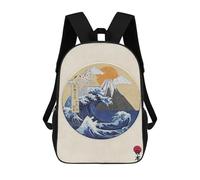 sinyumoney The Great Wave of Kanagawa Sacs À Dos Scolaires Pour Enfants, Cartables Imprimés En 3D, Sacs D'école Tendance Pour Garçons, Élèves Du Primaire Et Du Collège 17inch