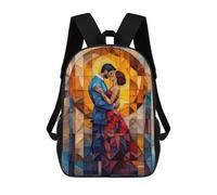 sinyumoney The Kiss Stained Glass Mosaic Artwork Sacs À Dos Imprimés En 3D Pour Enfants, Sacs D'école Tendance Pour Garçons, Sacs De Voyage, Sacs Scolaires Pour Élèves Du Primaire 17inch