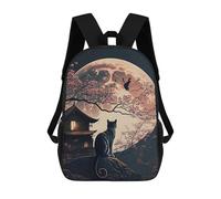 sinyumoney The Moon Night Cat Japan Sac À Dos Pour Enfants, Impression 3D, Sac D'école Pour Garçons Et Filles, Sac À Dos Tendance Et Décontracté Pour Écoliers 17inch