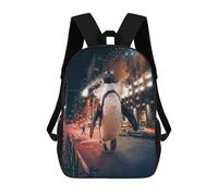 sinyumoney The New York City Penguin Sac À Dos Scolaire Enfant Tendance Et Décontracté, Sac À Dos Imprimé En 3D Pour Garçon, Grand Sac À Dos 17inch