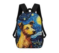 sinyumoney The Starry Night Dog Sacs À Dos Tendance Imprimés En 3D 17inch Sac D'école Décontracté Pour Enfants, Garçons, Élèves Du Primaire Et Du Collège