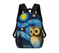 sinyumoney The Starry Night Owl Sac À Dos, Cartable Imprimé En 3D, Sac À Goûter, Sac À Dos De Voyage, Sac À Dos Entre Amis, Sac À Dos Scolaire Pour Filles Et Garçons 17inch