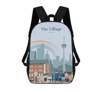 sinyumoney The Village in Toronto Sac À Dos Scolaire Pour Adolescents, Imprimé En 3D, Ajustable, À Poches Tendance, Pour Enfants, Garçons, Filles, Étudiants Et Adolescents 17inch