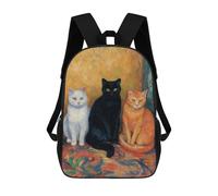 sinyumoney Three Cats Painting Sac À Dos Pour Garçons Et Adolescents, Sacs À Dos Pour Filles, Sacs À Dos Pour Tout-petits, Sacs À Livres Pour L'école Primaire Et Le Collège 17inch