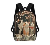 sinyumoney Three Cats Under Cherry Blossoms Sac À Dos Scolaire Pour Adolescents, Imprimé En 3D, Ajustable, À Poches Tendance, Pour Enfants, Garçons, Filles, Étudiants Et Adolescents 17inch
