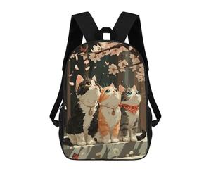sinyumoney Three Cats Under Cherry Blossoms Sacs À Dos Pour Enfants, Sac D'école Imprimé En 3D, Cartable Pour Enfants, Sac De Voyage, Sac À Dos Garçon Fille, Sac D'école Pour Enfants 17inch