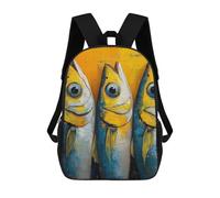 sinyumoney Three Fish Painting Sacs À Dos Imprimés En 3D Pour Enfants, Sacs D'école Tendance Pour Garçons, Sacs De Voyage, Sacs Scolaires Pour Élèves Du Primaire 17inch