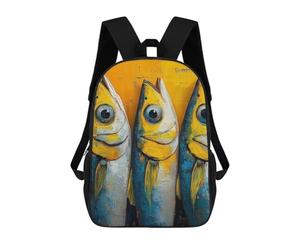 sinyumoney Three Fish Painting Sacs À Dos Imprimés En 3D Pour Enfants, Sacs D'école Tendance Pour Garçons, Sacs De Voyage, Sacs Scolaires Pour Élèves Du Primaire 17inch