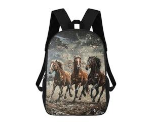 sinyumoney Three Horses Running Painting Sacs À Dos Pour Enfants, Cartables Imprimés En 3D, Sacs À Dos Pour Élèves Du Primaire Et Du Collège (garçons Et Filles) 17inch