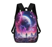 sinyumoney Three Moon Alien Landscape Sacs À Dos Pour Enfants, Cartables, Sacs À Dos Scolaires Imprimés En 3D, Sacs À Dos De Voyage Tendance Pour Enfants (primaire, Collège) 17inch