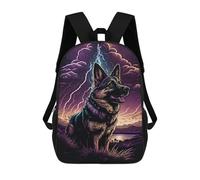 sinyumoney Thunderstorm German Shepherd Art Print Sac À Dos Scolaire Pour Enfants, Imprimé En 3D, Tendance Et Décontracté, Pour Garçons, Élèves Du Primaire Et Du Collège 17inch