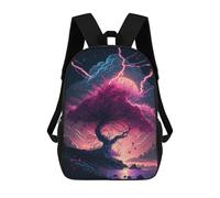 sinyumoney Thunderstorm Tree Landscape -2 Sac À Dos Enfant, Sac D'école, Sac À Dos Imprimé 3D Avec Motif De Dessin Animé, Grande Capacité, Pour Garçons Et Filles 17inch