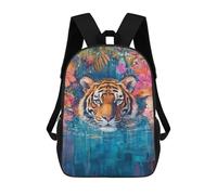 sinyumoney Tiger Art Print Poster-2 Sacs À Dos Pour Enfants, Sac À Dos Scolaire Imprimé En 3D Pour Enfants, Sac À Dos De Voyage, Sac À Livres Pour Enfants 17inch Sac D'école