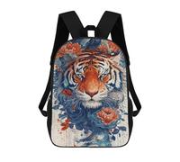 sinyumoney Tiger Artwork with Flowers-1 Sacs À Dos Scolaires Pour Garçons Et Filles, Sacs À Dos Décontractés Pour Le Sport, Sacs À Dos De Grande Capacité Pour L'école Primaire 17inch
