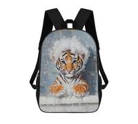 sinyumoney Tiger Cub Bath Time Sacs À Dos Imprimés En 3D Pour Enfants 17inch Sacs À Dos Tendance Et Décontractés Pour La Journée, Sacs De Voyage, Sacs À Dos D'extérieur Pour Garçons Et Filles