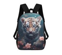 sinyumoney Tiger Cub in Flowers Sac À Dos Imprimé En 3D, Sac D'école Décontracté Et Tendance Pour Enfants, Sac D'école Pour Garçons, Collégiens 17inch