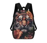 sinyumoney Tiger Floral Animal Face Sacs À Dos Pour Enfants, Cartables Imprimés En 3D, Sacs À Dos Pour Élèves Du Primaire Et Du Collège (garçons Et Filles) 17inch