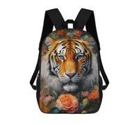 sinyumoney Tiger in A Rose Garden Sac À Dos Enfant Tendance Et Amusant, Sac À Dos Pour Garçons Et Adolescents, Sac D'école Imprimé En 3D Pour Garçons 17inch
