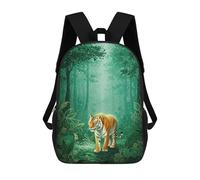 sinyumoney Tiger in Emerald Forest Sac À Dos Scolaire Enfant Tendance Et Décontracté, Sac À Dos Imprimé En 3D Pour Garçon, Grand Sac À Dos 17inch