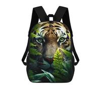 sinyumoney Tiger in Ferns Sac À Dos Enfant, Cartable, Sacs À Dos Scolaires Imprimés En 3D Pour Élèves Du Primaire Et Du Collège, Cadeau D'anniversaire Pour Adolescents 17inch