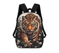 sinyumoney Tiger in Flowers Sac À Dos Scolaire Pour Filles Et Garçons, Grand Sac À Dos Léger Pour Enfants Et Étudiants 17inch