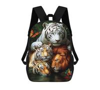 sinyumoney Tiger Lion Butterfly Jungle-1 Sac À Dos Scolaire Imprimé En 3D, Sac À Dos Tendance Pour Enfants, Sac À Dos Pour Garçons, Élèves Du Collège 17inch