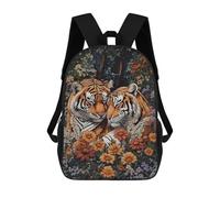 sinyumoney Tiger Love in Bloom Sac À Dos Scolaire Pour Adolescents, Imprimé En 3D, Ajustable, À Poches Tendance, Pour Enfants, Garçons, Filles, Étudiants Et Adolescents 17inch