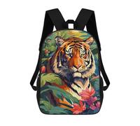 sinyumoney Tiger of Jungle Pixel Art Sac À Dos Scolaire Pour Adolescents, Imprimé En 3D, Ajustable, À Poches Tendance, Pour Enfants, Garçons, Filles, Étudiants Et Adolescents 17inch