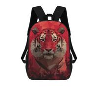 sinyumoney Tiger Red Polygon Art Sac À Dos Scolaire Pour Enfants, Sac À Dos De Voyage Décontracté, Grand Sac À Dos Pour Garçons Et Filles 17inch